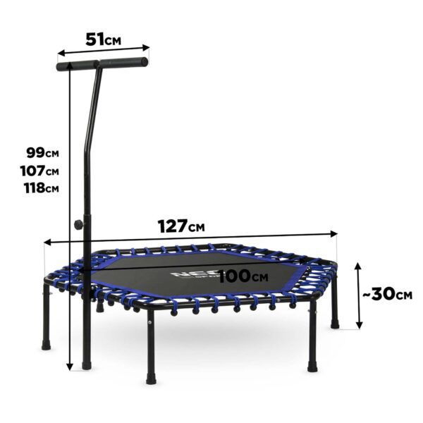 Fitneso batutas su rankena 127 cm Neo-Sport - šešiakampis mėlynas
