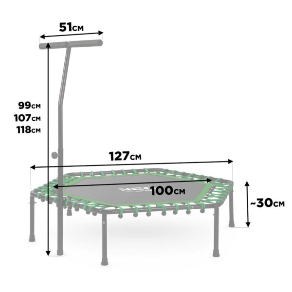 Fitneso batutas su rankena 127 cm Neo-Sport - šešiakampis žalias
