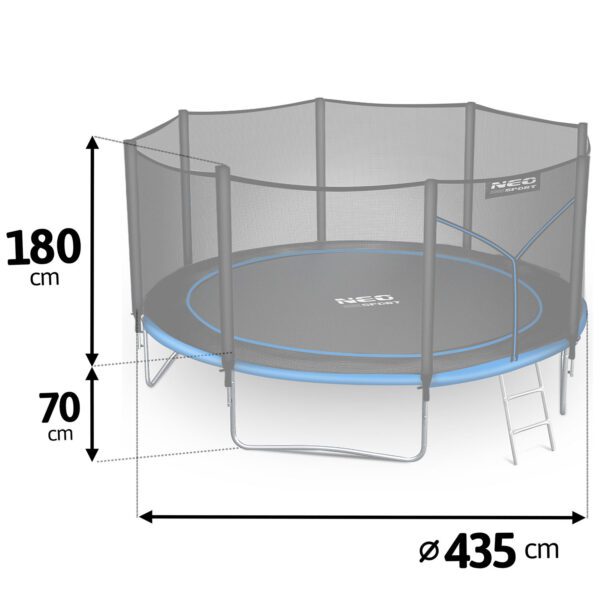 14 pėdų / 435 cm sodo batutas su lauko tinklu ir kopėčiomis „Neo-Sport“