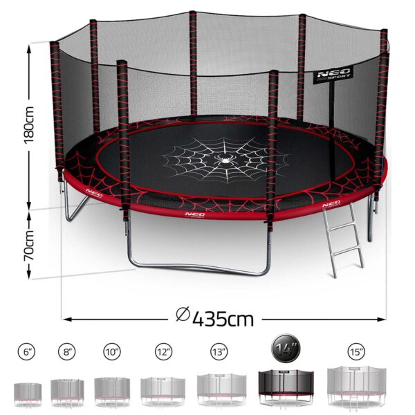 14 pėdų / 435 cm sodo batutas su lauko tinklu ir kopėčiomis „Neo-Sport“