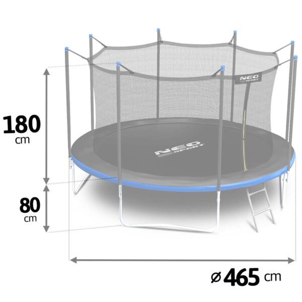 15 pėdų / 465 cm sodo batutas su vidiniu tinklu ir kopėčiomis „Neo-Sport“
