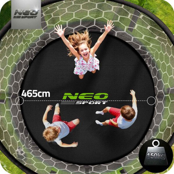 15 pėdų / 465 cm sodo batutas su vidiniu tinklu ir kopėčiomis „Neo-Sport“