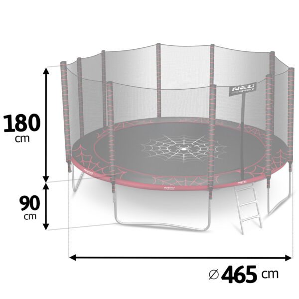 15 pėdų / 465 cm sodo batutas su lauko tinklu ir kopėčiomis „Neo-Sport“