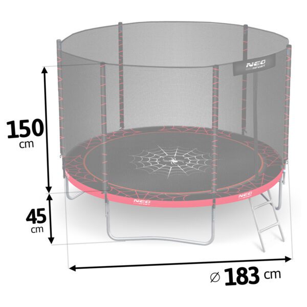 Trampolina-ogrodowa-6ft183cm-z-siatka-zewnetrzna-i-drabinka-Neo-Sport-Trampoliny-gt-Trampoliny-dla-dzieci-4 183 cm ilgio sodo batutas su lauko tinklu ir kopėčiomis „Neo-Sport“