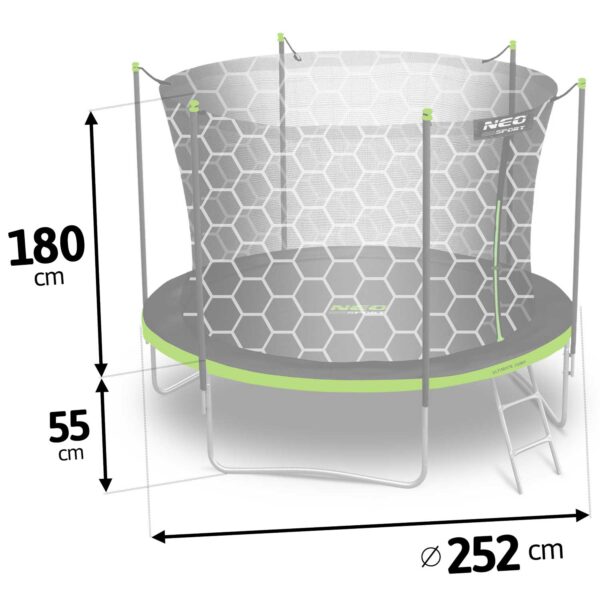 8 pėdų / 252 cm sodo batutas su vidiniu tinklu ir kopėčiomis „Neo-Sport“