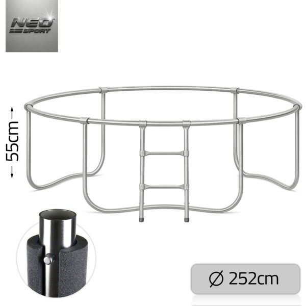 8 pėdų / 252 cm sodo batutas su lauko tinklu ir kopėčiomis Neo-Sport