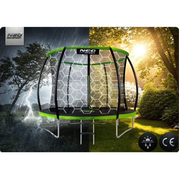 10 pėdų / 312 cm profiliuotas sodo batutas su vidiniu tinklu „Neo-Sport“