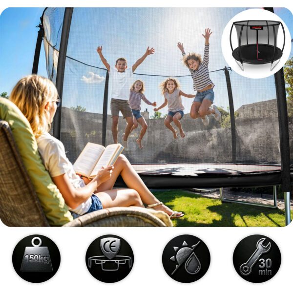 10 pėdų / 312 cm profiliuotas sodo batutas su vidiniu tinklu „Neo-Sport“