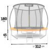 10 pėdų / 312 cm profiliuotas sodo batutas su vidiniu tinklu „Neo-Sport“