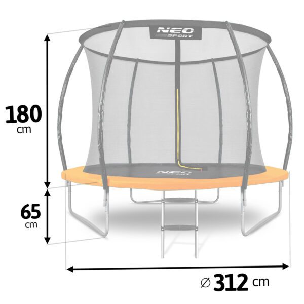 10 pėdų / 312 cm profiliuotas sodo batutas su vidiniu tinklu „Neo-Sport“