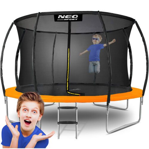 12 pėdų / 374 cm profiliuotas sodo batutas su vidiniu tinklu „Neo-Sport“