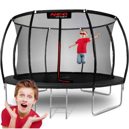 12 pėdų / 374 cm profiliuotas sodo batutas su vidiniu tinklu „Neo-Sport“
