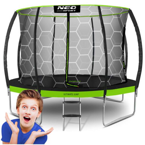 12 pėdų / 374 cm profiliuotas sodo batutas su vidiniu tinklu „Neo-Sport“