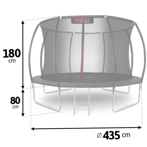 14 pėdų / 435 cm profiliuotas sodo batutas su vidiniu tinklu „Neo-Sport“