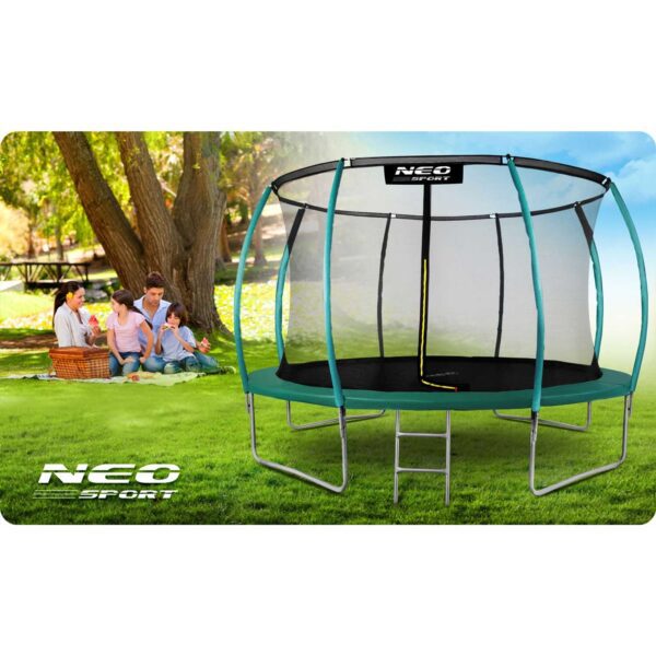 14 pėdų / 435 cm profiliuotas sodo batutas su vidiniu tinklu „Neo-Sport“