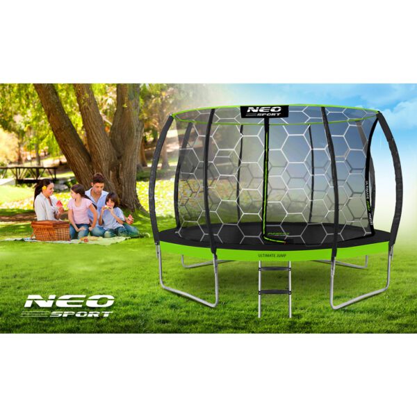14 pėdų / 435 cm profiliuotas sodo batutas su vidiniu tinklu „Neo-Sport“