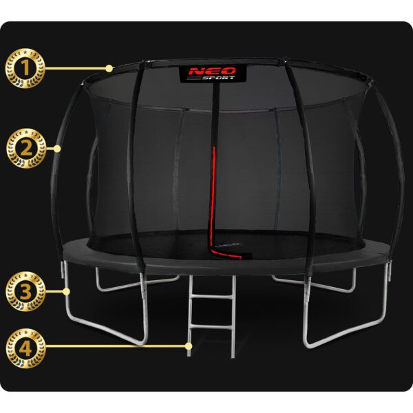 14 pėdų / 435 cm profiliuotas sodo batutas su vidiniu tinklu „Neo-Sport“
