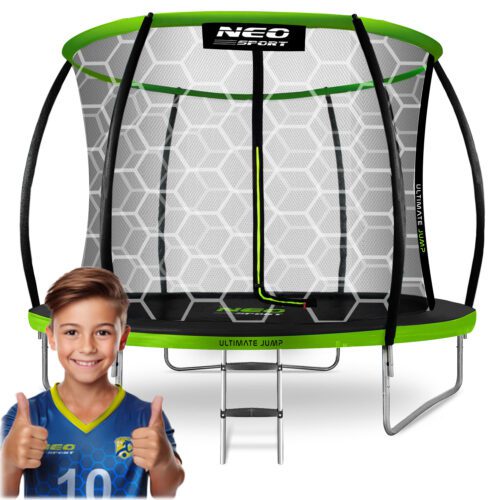 8 pėdų / 252 cm profiliuotas sodo batutas su vidiniu tinklu „Neo-Sport“