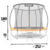 8 pėdų / 252 cm profiliuotas sodo batutas su vidiniu tinklu „Neo-Sport“