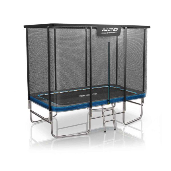 Stačiakampis sodo batutas 10x7ft / 305x213cm su lauko tinklu ir kopėčiomis Neo-Sport
