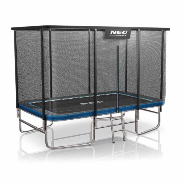 Stačiakampis sodo batutas 12x8ft/366x244cm su lauko tinklu ir kopėčiomis Neo-Sport