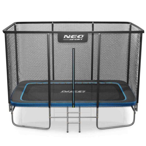 Stačiakampis sodo batutas 12x8ft/366x244cm su lauko tinklu ir kopėčiomis Neo-Sport
