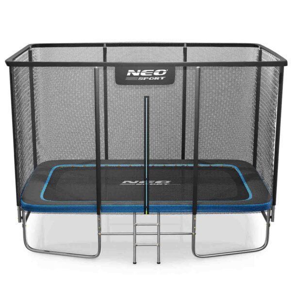 Stačiakampis sodo batutas 12x8ft/366x244cm su lauko tinklu ir kopėčiomis Neo-Sport
