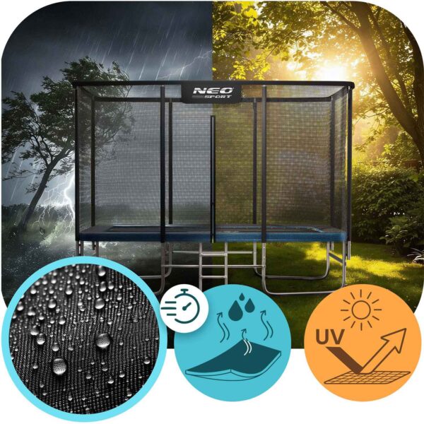 Stačiakampis sodo batutas 12x8ft/366x244cm su lauko tinklu ir kopėčiomis Neo-Sport