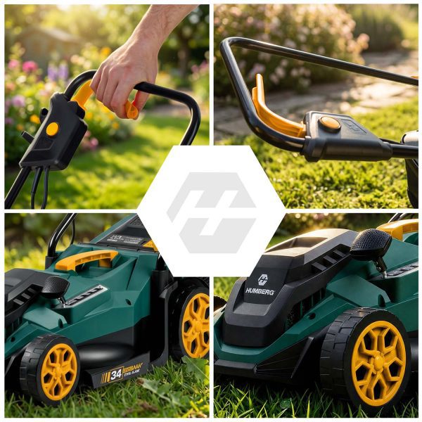 Lengva ir galinga elektrinė vejapjovė su reguliuojamu galingumu 1400 W, 34 cm, Humberg HM-612