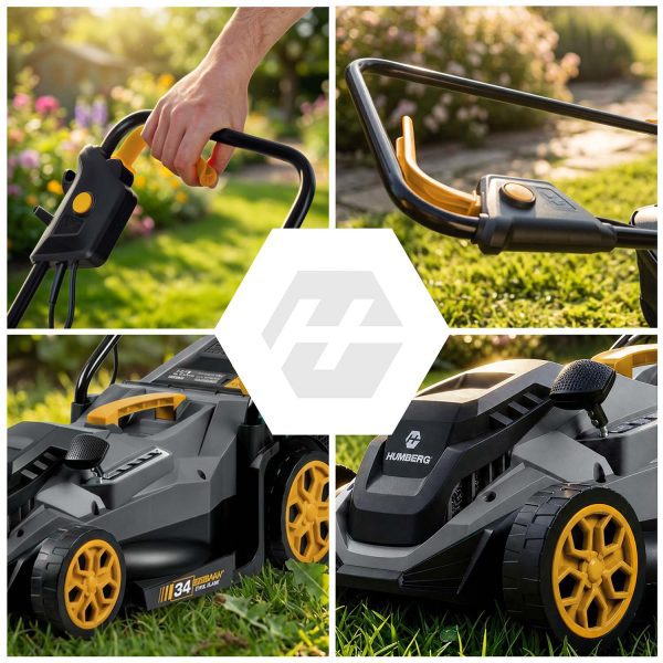 Lengva ir galinga elektrinė vejapjovė su reguliuojamu galingumu 1400 W, 34 cm, Humberg HM-612