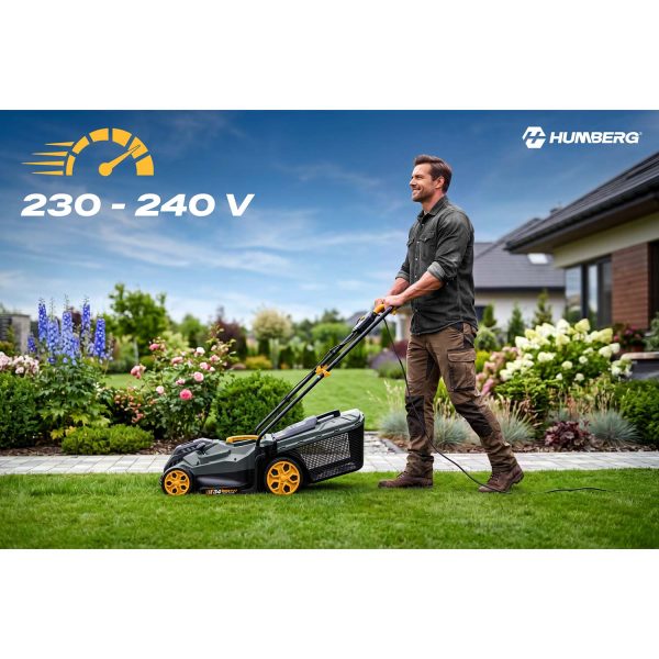 Lengva ir galinga elektrinė vejapjovė su reguliuojamu galingumu 1400 W, 34 cm, Humberg HM-612