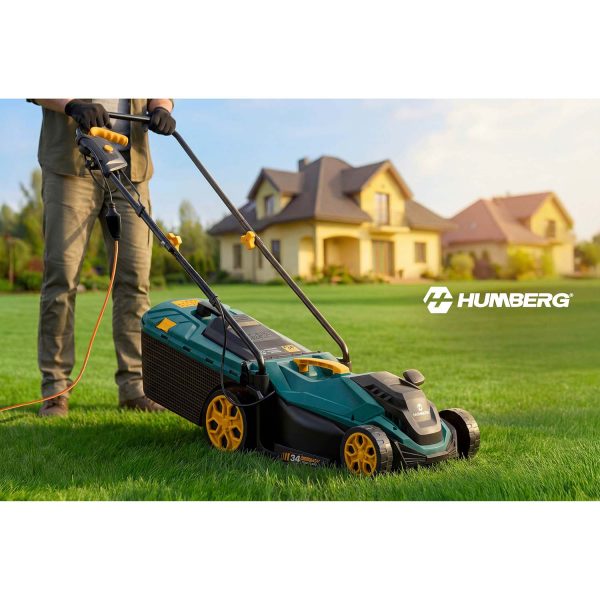 Lengva ir galinga elektrinė vejapjovė su reguliuojamu galingumu 1400 W, 34 cm, Humberg HM-612