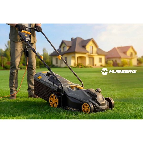 Lengva ir galinga elektrinė vejapjovė su reguliuojamu galingumu 1400 W, 34 cm, Humberg HM-612