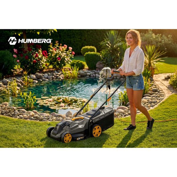 Lengva ir galinga elektrinė vejapjovė su reguliuojamu galingumu 1400 W, 34 cm, Humberg HM-612