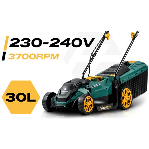 Lengva ir galinga elektrinė vejapjovė su reguliuojamu galingumu 1400 W, 34 cm, Humberg HM-612