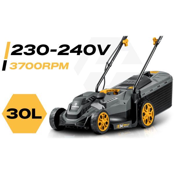 Lengva ir galinga elektrinė vejapjovė su reguliuojamu galingumu 1400 W, 34 cm, Humberg HM-612