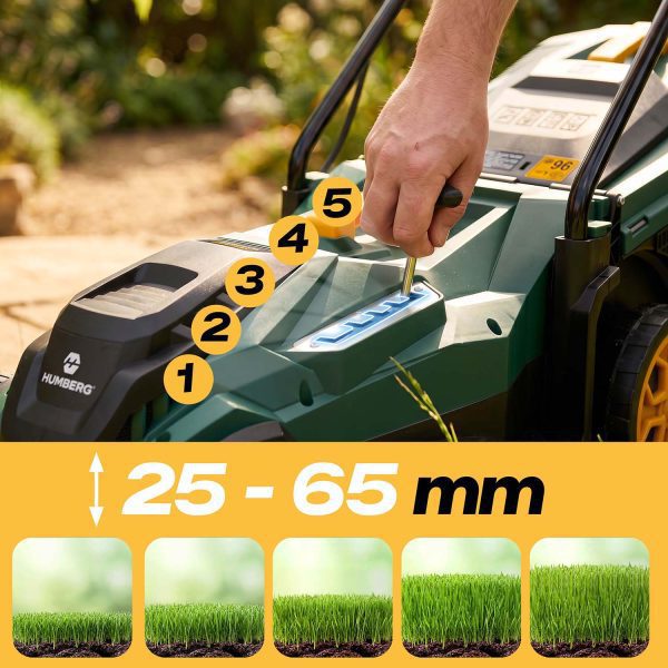 Lengva ir galinga elektrinė vejapjovė su reguliuojamu galingumu 1400 W, 34 cm, Humberg HM-612