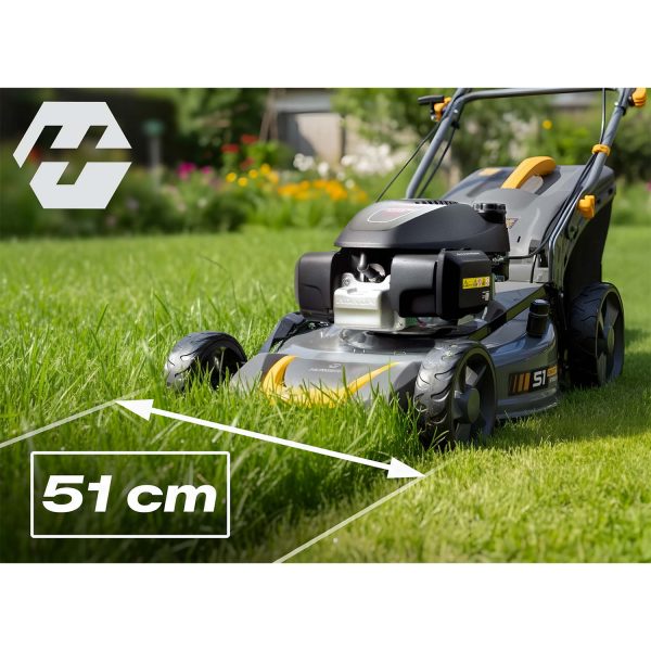Benzininė vejapjovė su savaeige pavara, 51 cm, 70 l, „Honda 202cc“, 5,7 AG + „Humberg HM-603“ alyva