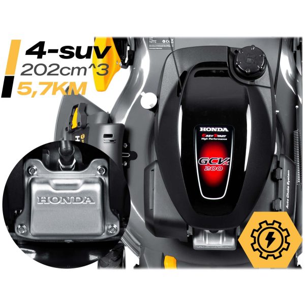 Benzininė vejapjovė su savaeige pavara, 51 cm, 70 l, „Honda 202cc“, 5,7 AG + „Humberg HM-603“ alyva