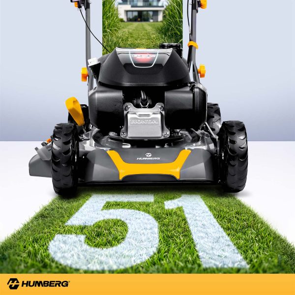Benzininė vejapjovė su savaeige pavara, 51 cm, 70 l, „Honda 202cc“, 5,7 AG + „Humberg HM-603“ alyva