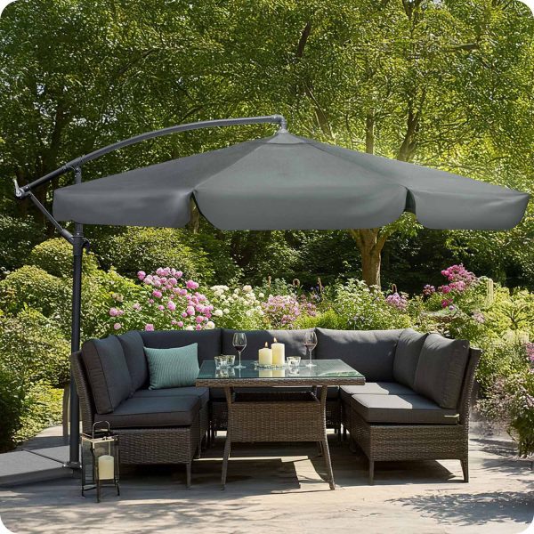 Sulankstomas sodo skėtis, 6 dalių, 350 cm, su uždanga, „Plonos PL-880“