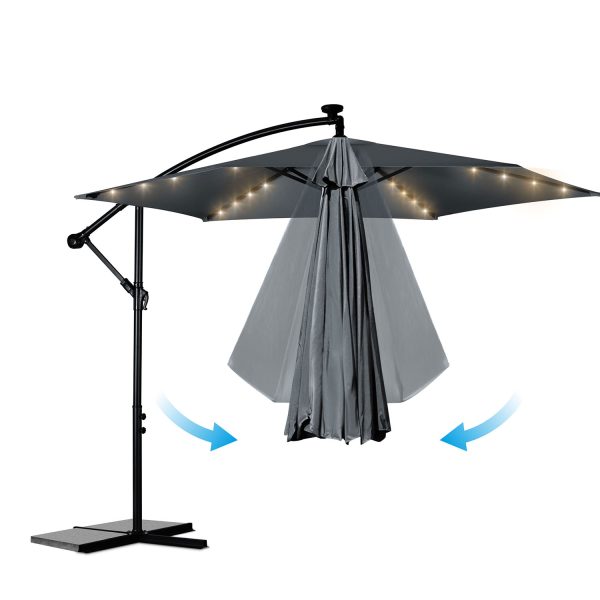 Sulankstomas sodo skėtis, 6 dalių, 350 cm, su dangčiu ir šviesomis, „Plonos PL-882“