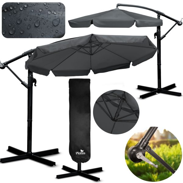 Parasol ogrodowy składany 8 segmentowy 350 cm z pokrowcem Plonos PL-881 Sulankstomas sodo skėtis, 8 segmentų, 350 cm, su uždanga, „Plonos PL-881“