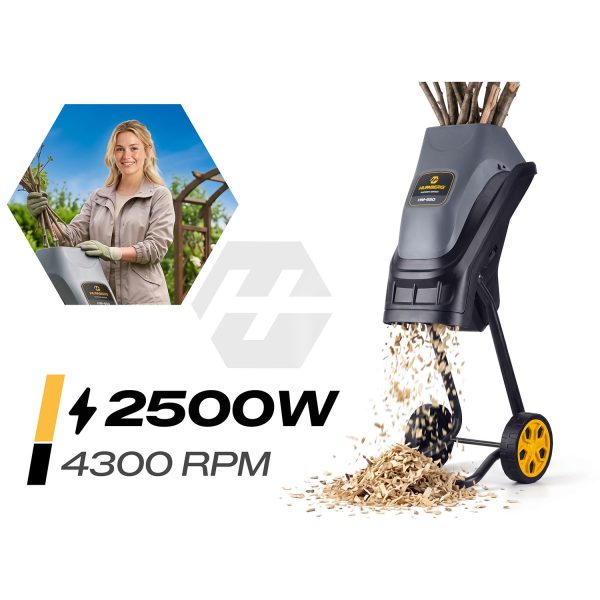 Elektrinis šakų smulkintuvas 2500 W + 2 x 45 l maišai Humberg HM-650