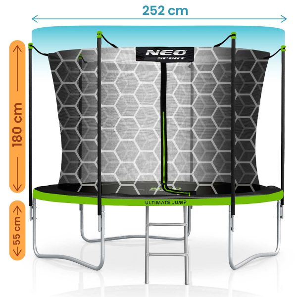 8 pėdų / 252 cm sodo batutas su vidiniu tinklu ir kopėčiomis „Neo-Sport“