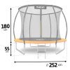 8 pėdų / 252 cm profiliuotas sodo batutas su vidiniu tinklu „Neo-Sport“